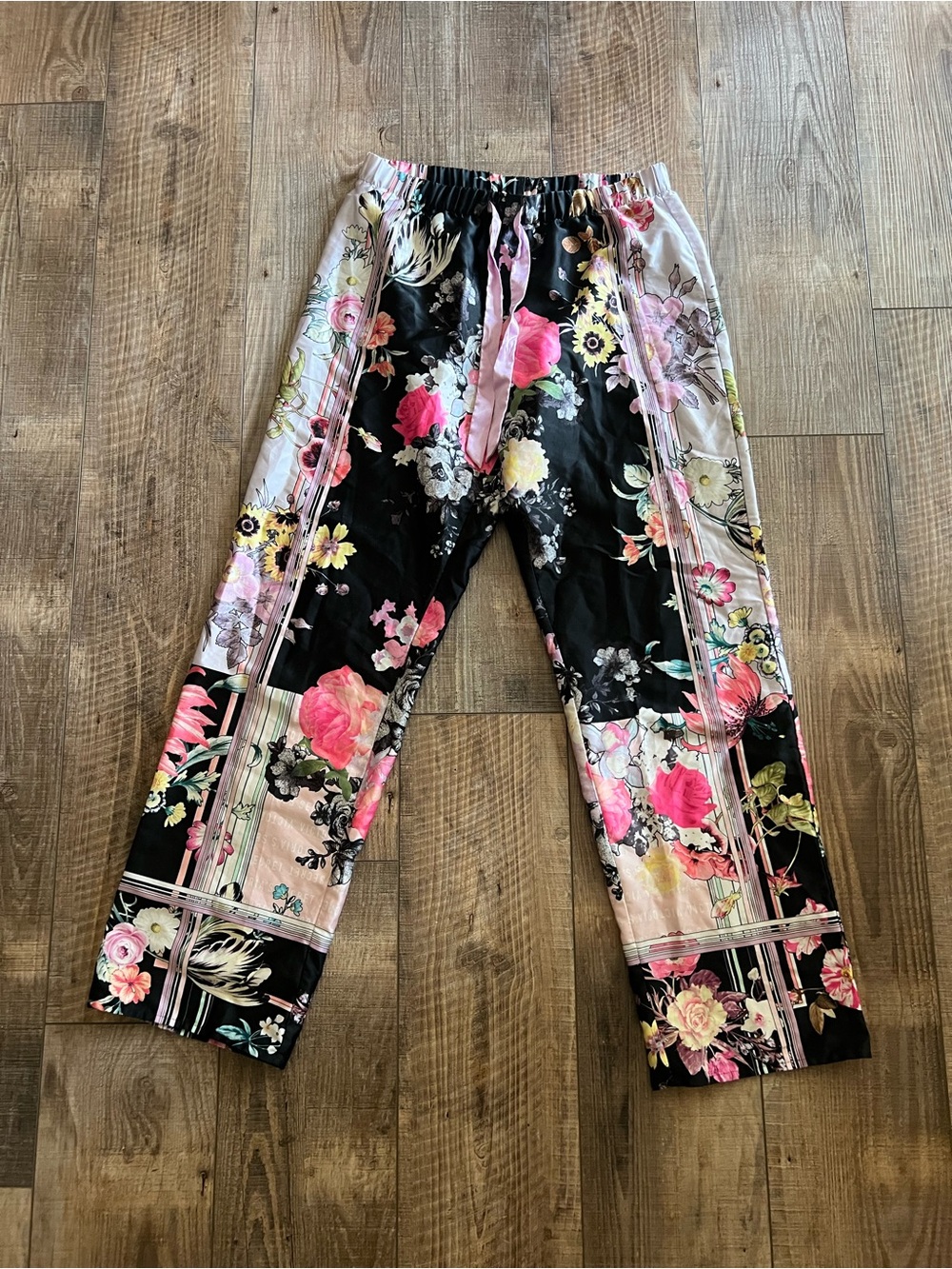 Victoria’s Secret Y2K Boho Patchwork Mixed Media Satin Pajama Pants Size Small